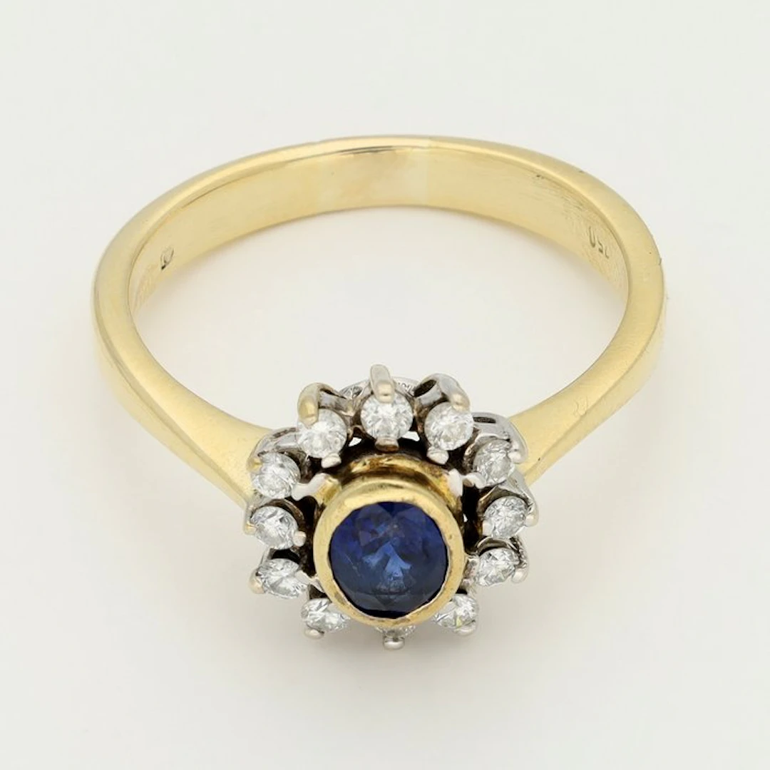 Ring - 18 kt. Yellow gold, White gold - Diamond - Sapphire