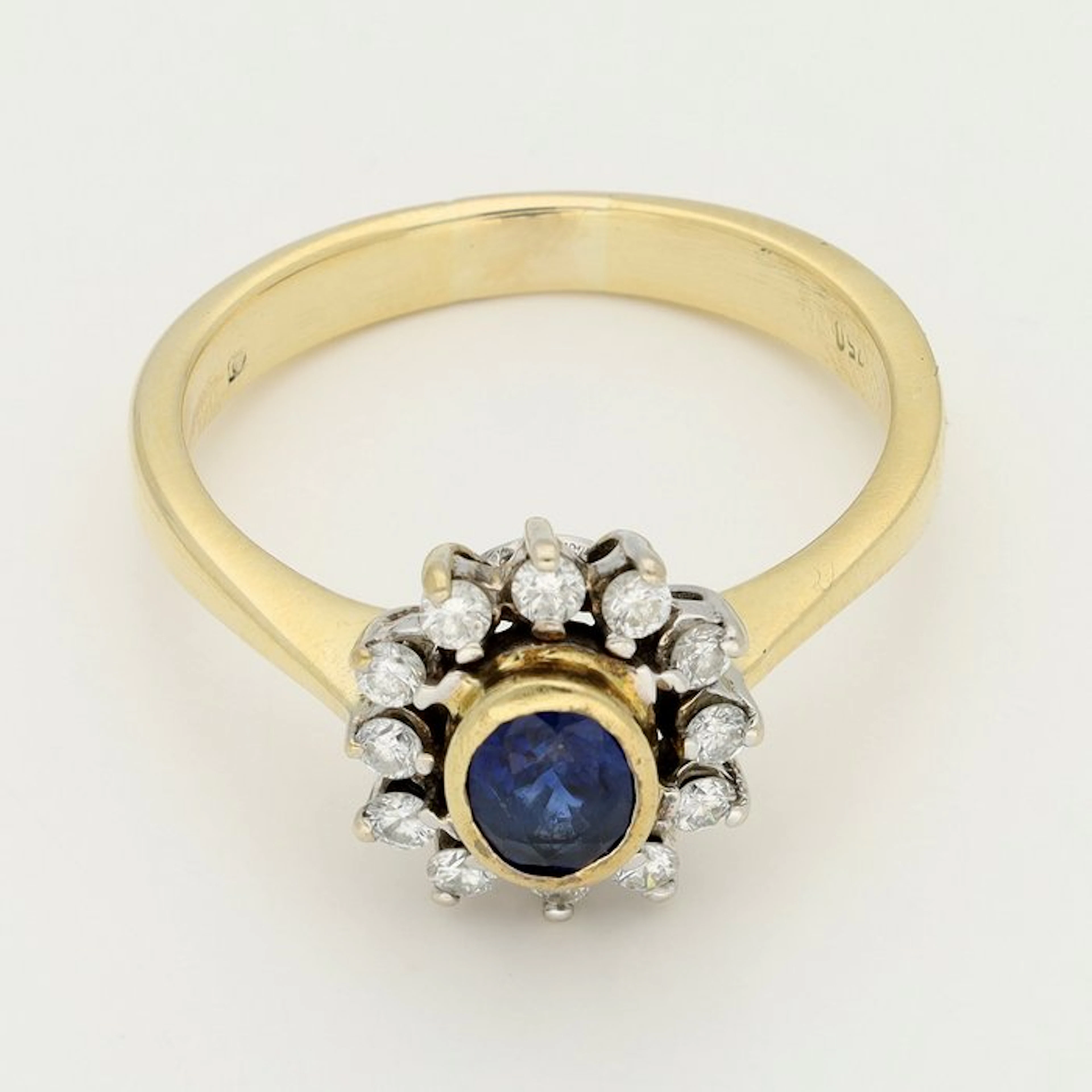 Ring - 18 kt. Yellow gold, White gold - Diamond - Sapphire