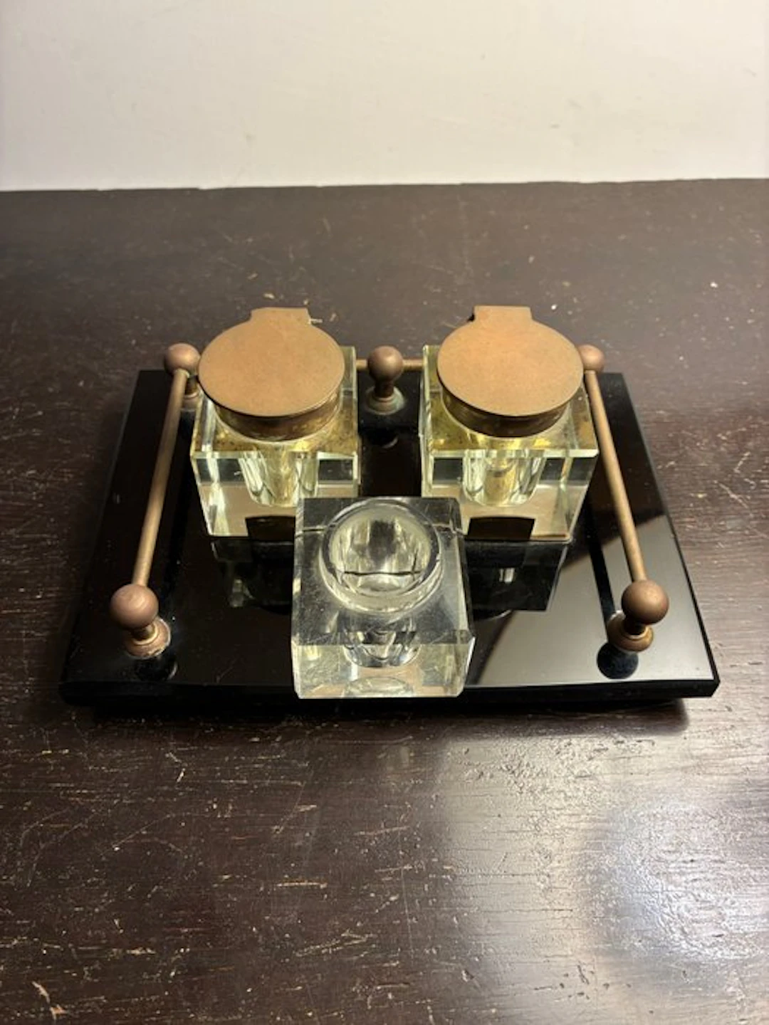 No reserve price - Desk set - Glass, Brass