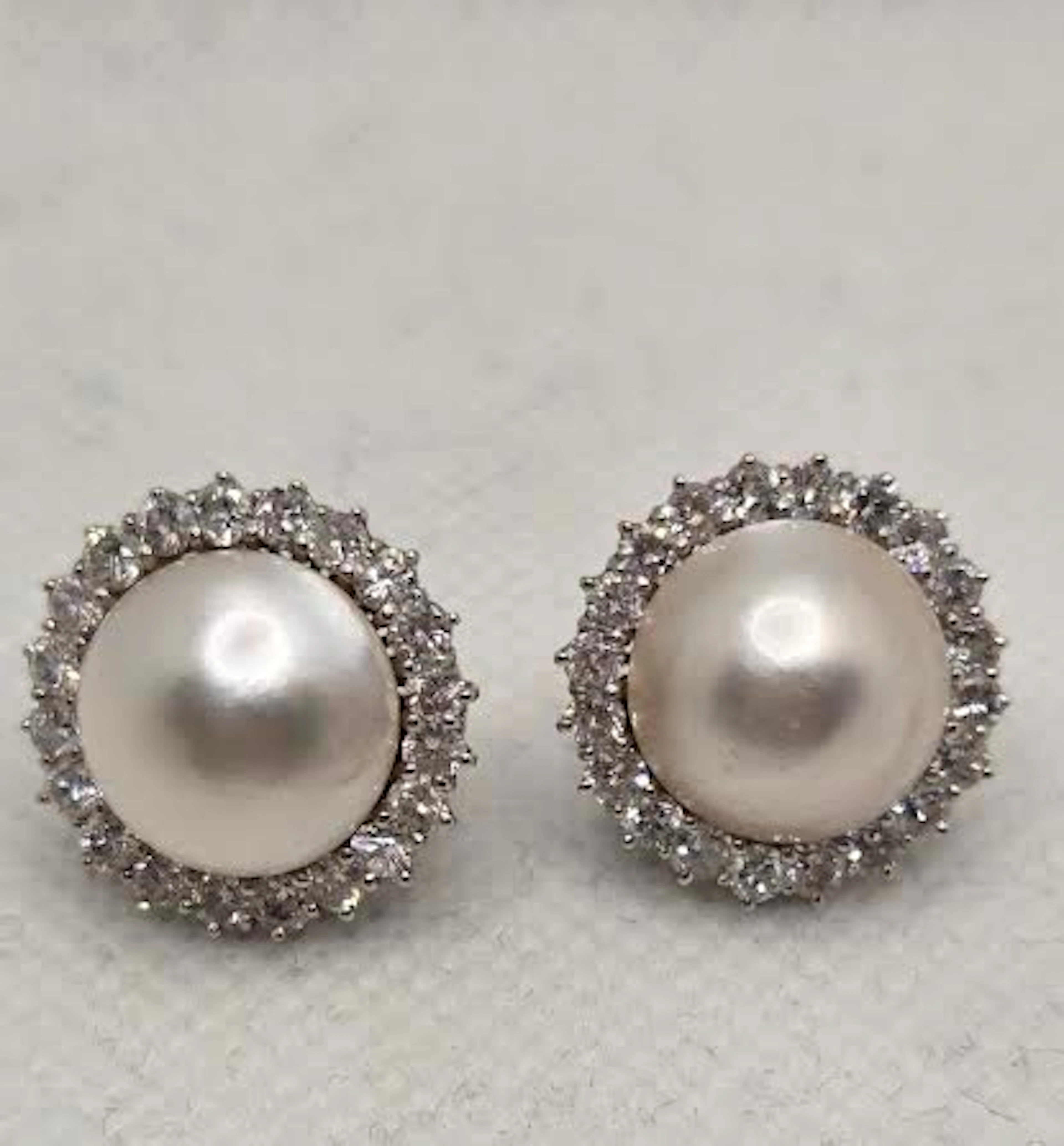 Earrings - 18 kt. White gold Pearl - Diamond