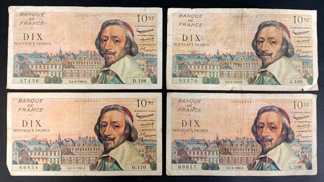France. - 4 x 10 Nouveaux Francs - 04/08/1960 - Pick 142 (No reserve price)