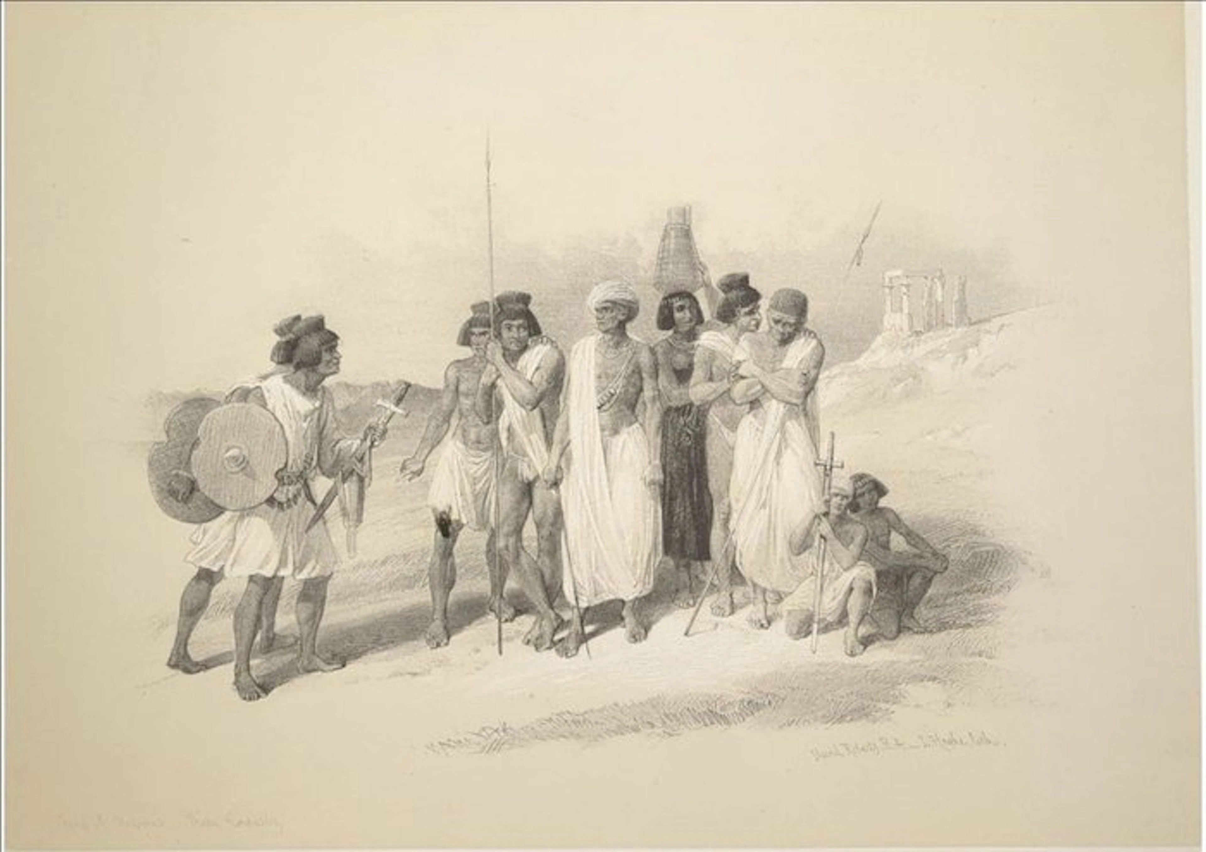 David Roberts (1796–1864) - Group of Nubians at Wady Kardassy — Egypt & Nubia