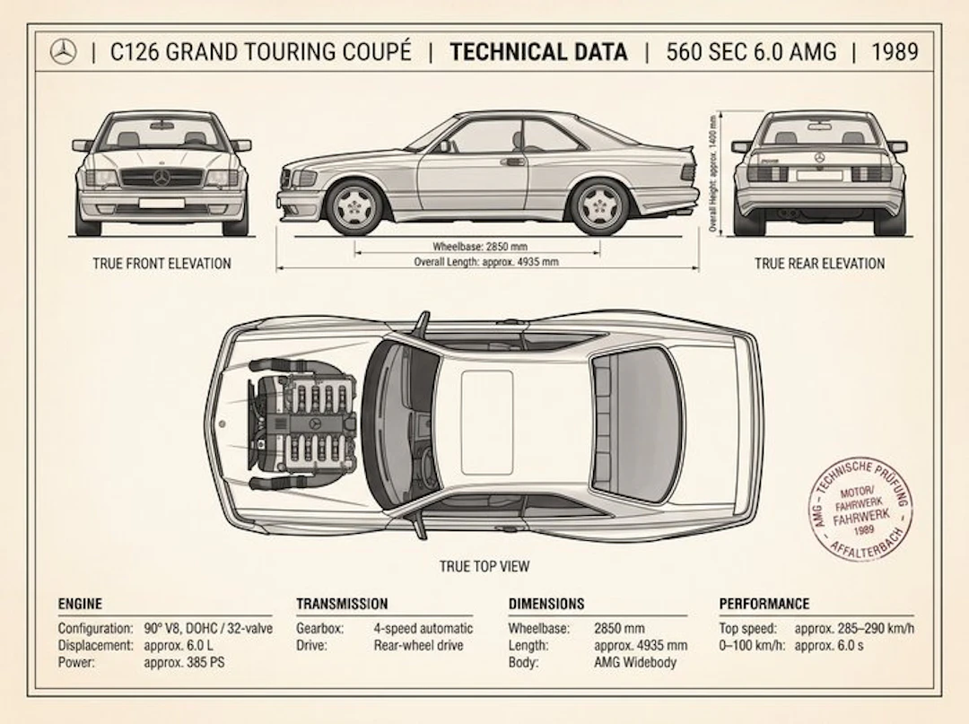 Shmidt.Art - Mercedes-Benz - C126 Grand Touring Coupé Technical Data - 1980s