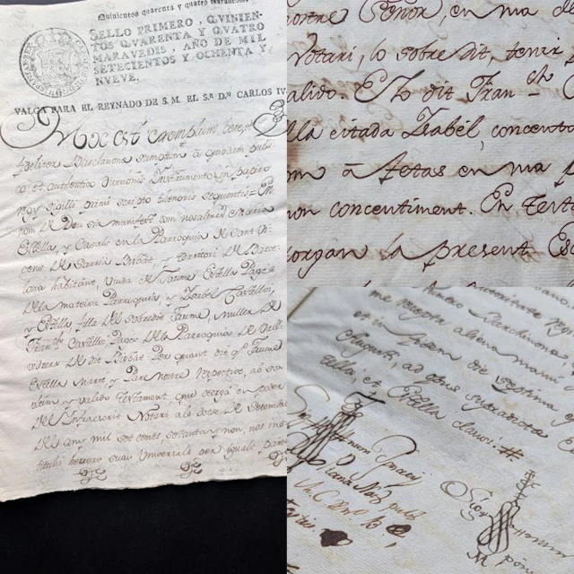 1789 - Manuscrito en Catalán - Barcelona Carlos IV sello primero - 1789