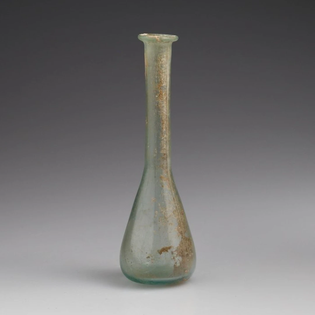Ancient Roman, Empire Glass Balsamarium with an elongated conical