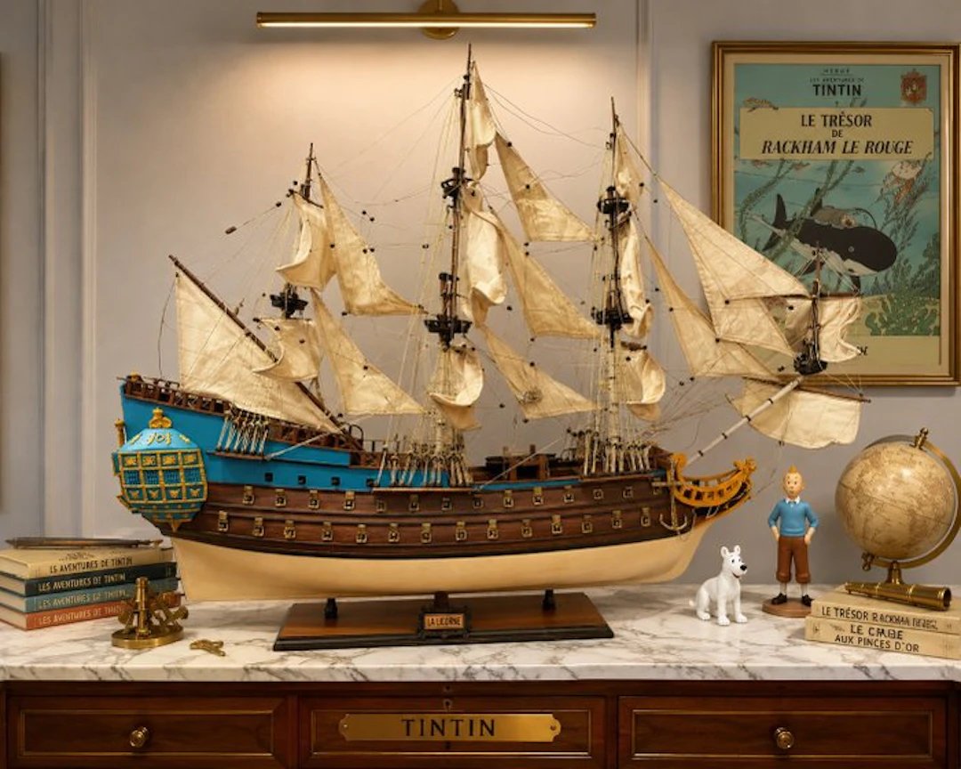 ENORME maquette Voilier 3 mats La Licorne en bois 105 cm modelisme - Model ship