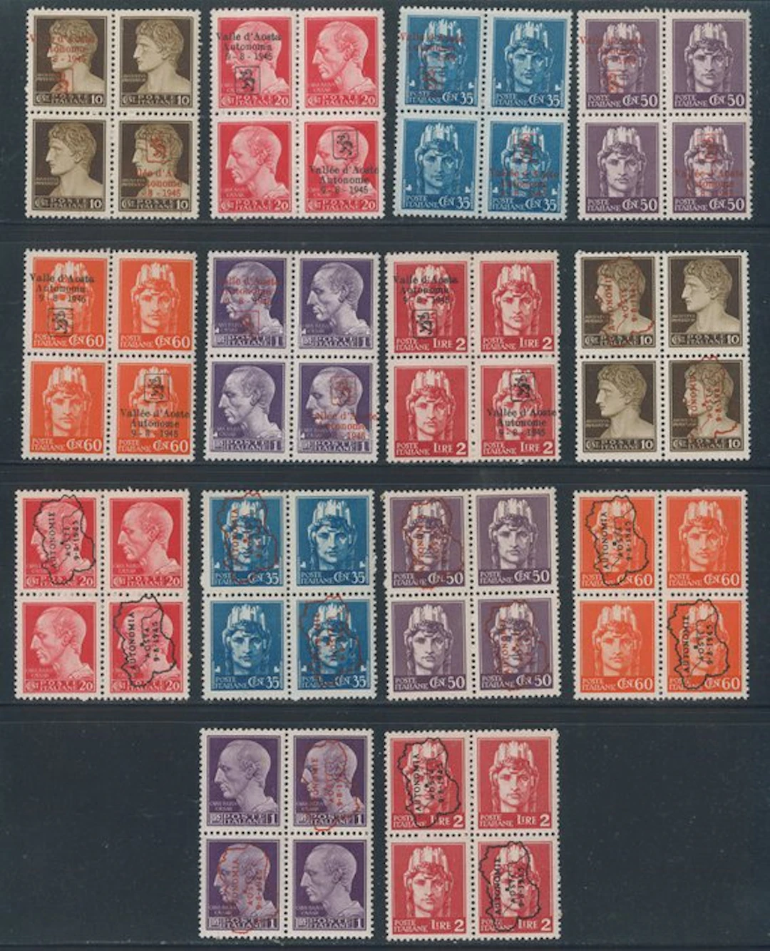 C.L.N. - AOSTA - Propaganda issue with overprints in...