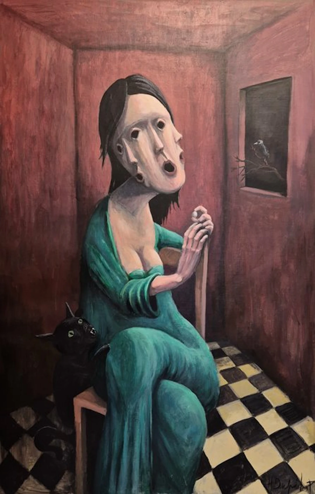 Hubert Duprilot - "L'oiseau derrière la nuit" 2026 acrylique sur toile