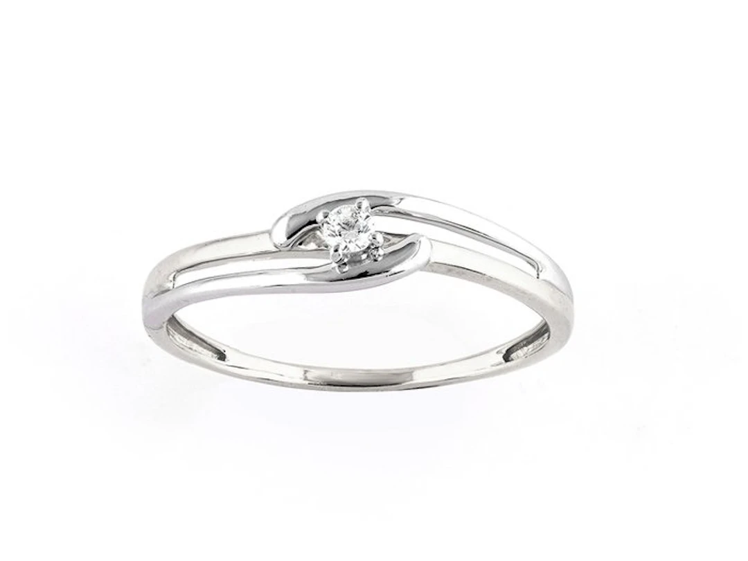 No reserve price - Ring - 14 kt. White gold - 0.05ct. tw. Diamond (Natural)