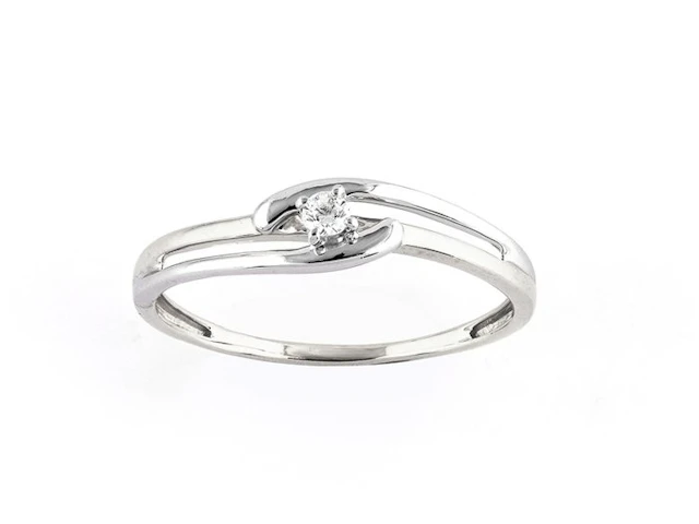 No reserve price - Ring - 14 kt. White gold - 0.05ct. tw. Diamond (Natural)