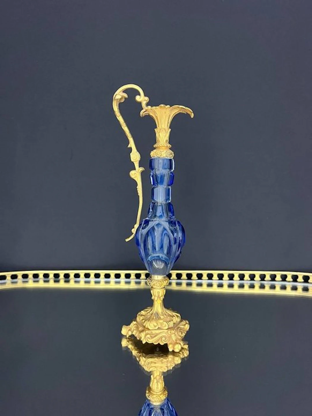 Ewer - Crystal, Bronze - Blue crystal ewer