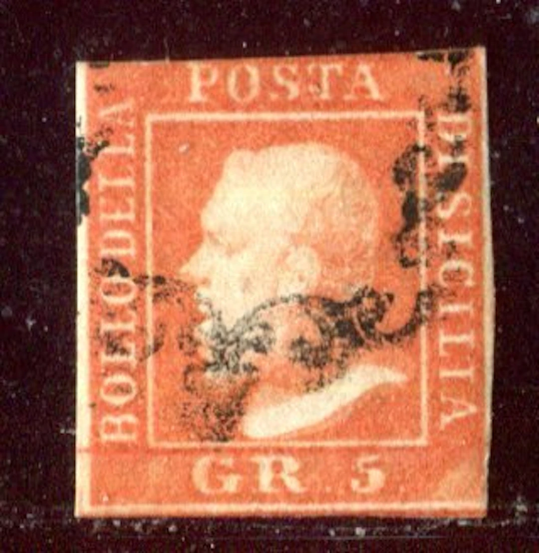 Italian Ancient States - Sicily 1859 - 5 grana vermilion 2nd plate