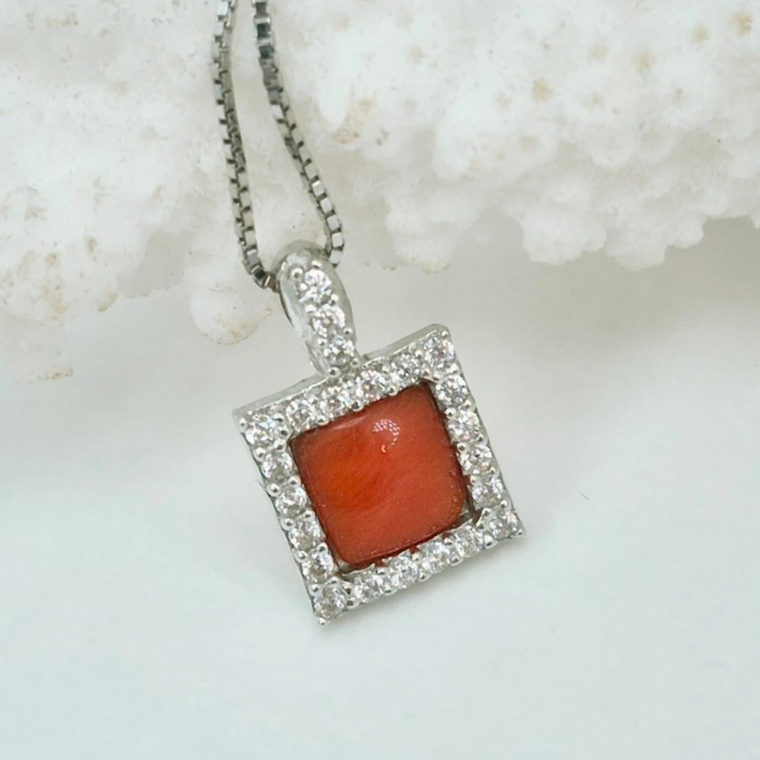 Coral - Silver, No Reserve - Necklace with pendant - CORALLO MEDITERRANEO