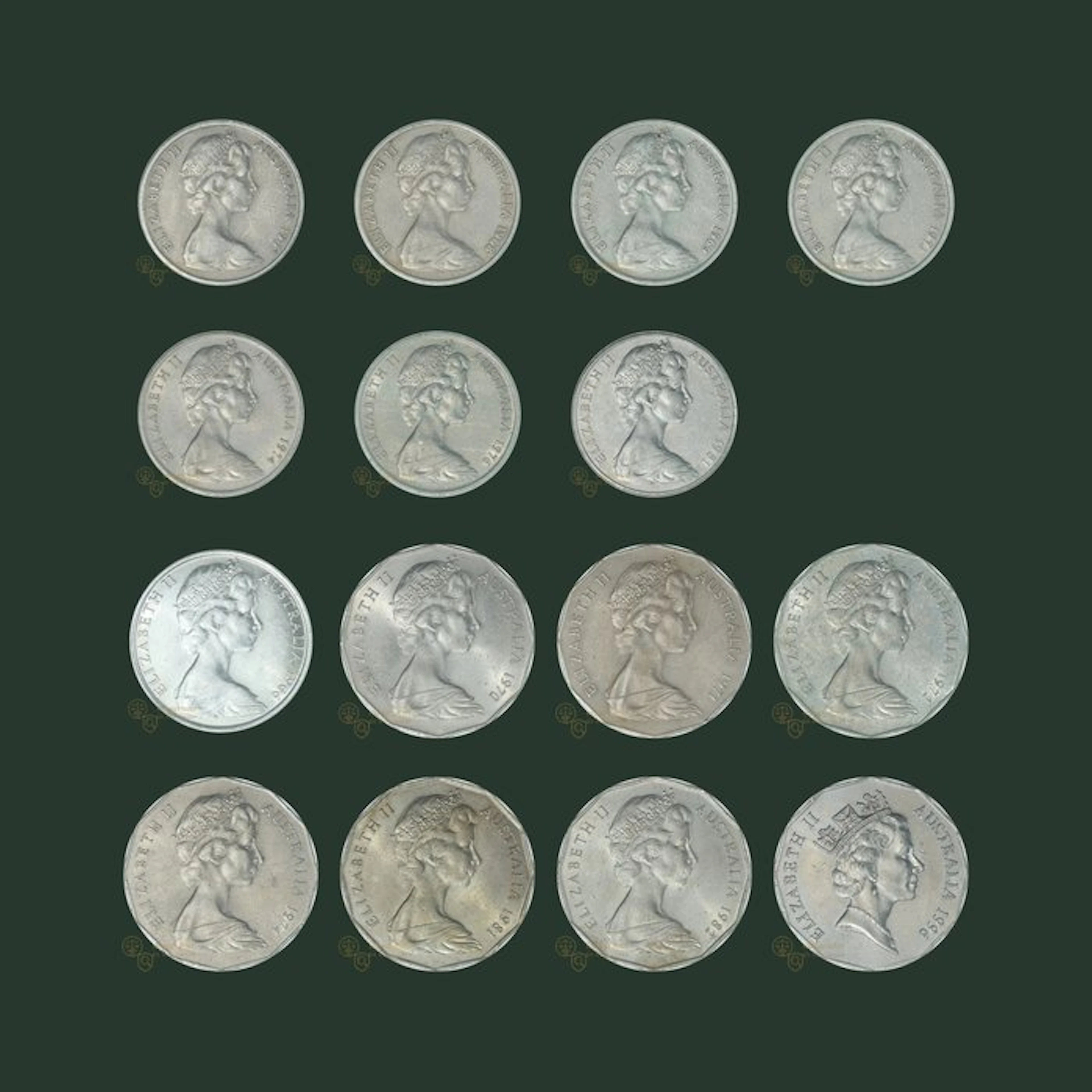 Australia. 20 & 50 Cents 1966 t/m 1996 (15 verschillende) (No reserve price)
