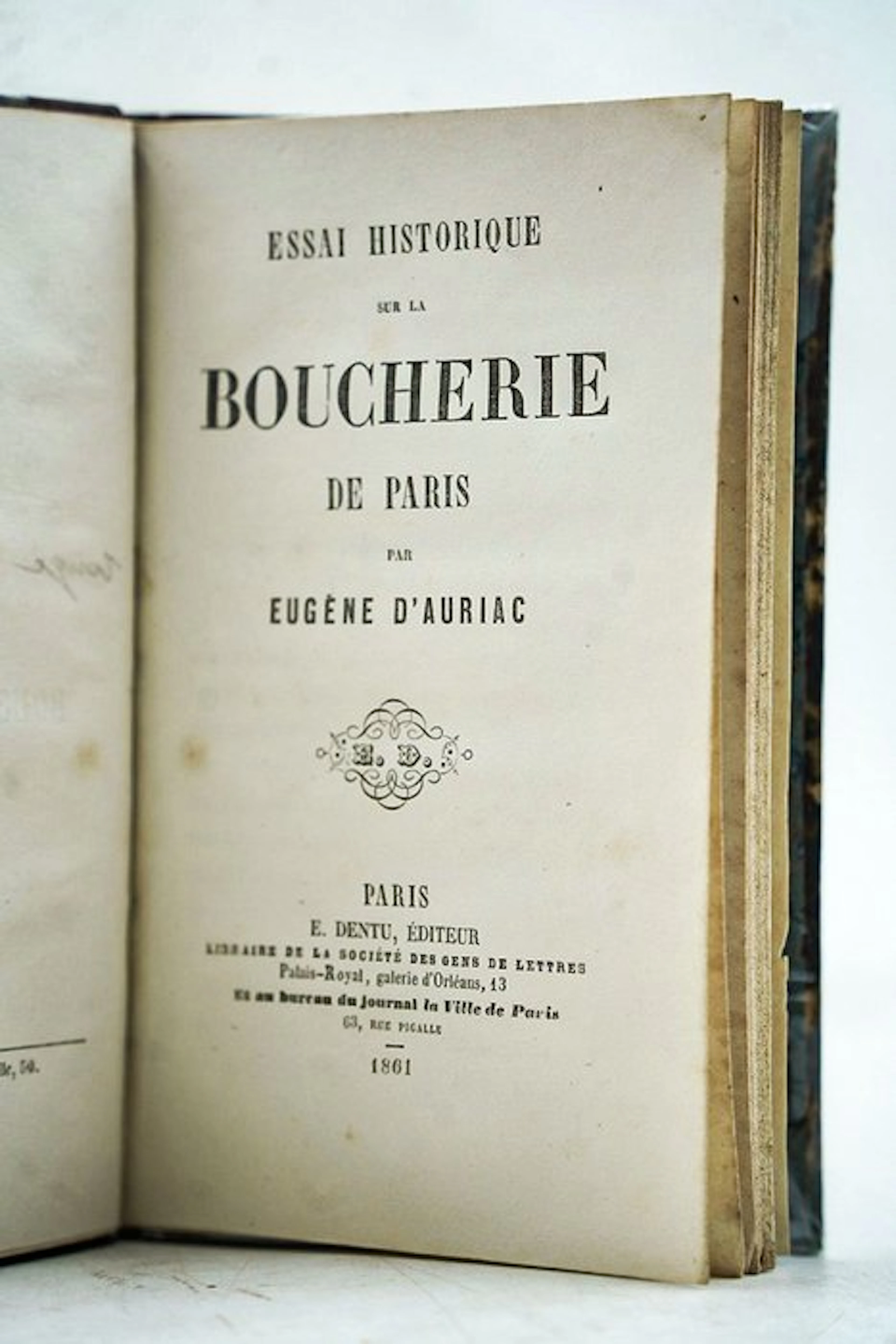 Eugène d'Auriac - Essai historique sur la Boucherie de Paris - 1861