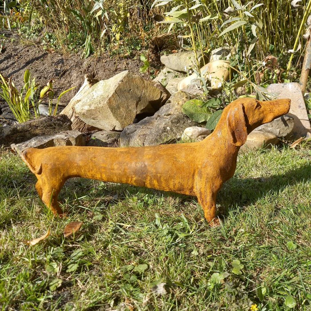 Sculpture, "Long Dachshund" - 42 cm - Cast iron