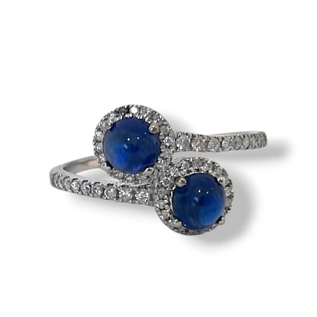 Ring - 18 kt. White gold - 1.72ct. tw. Diamond (Natural) - Sapphire