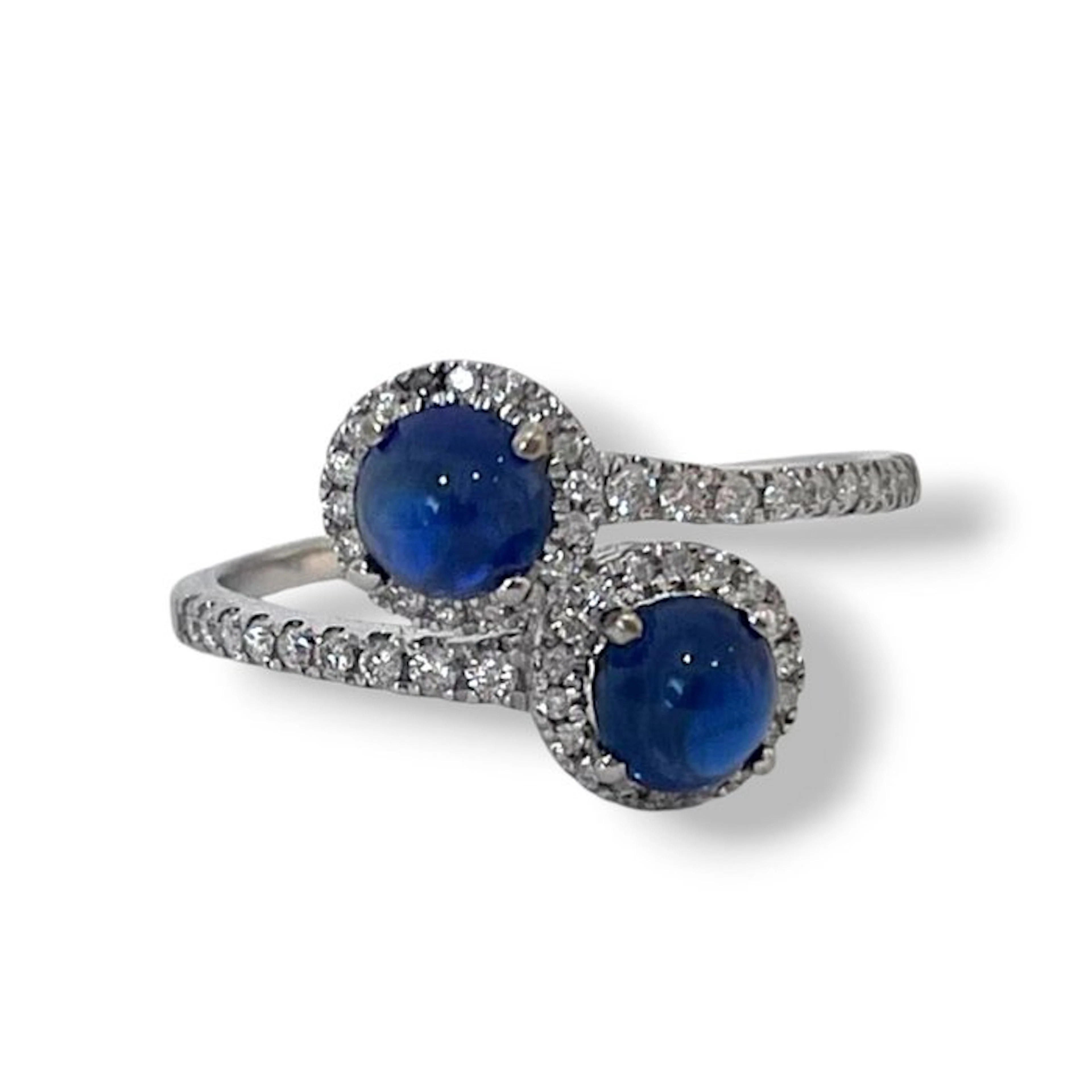 Ring - 18 kt. White gold - 1.72ct. tw. Diamond (Natural) - Sapphire