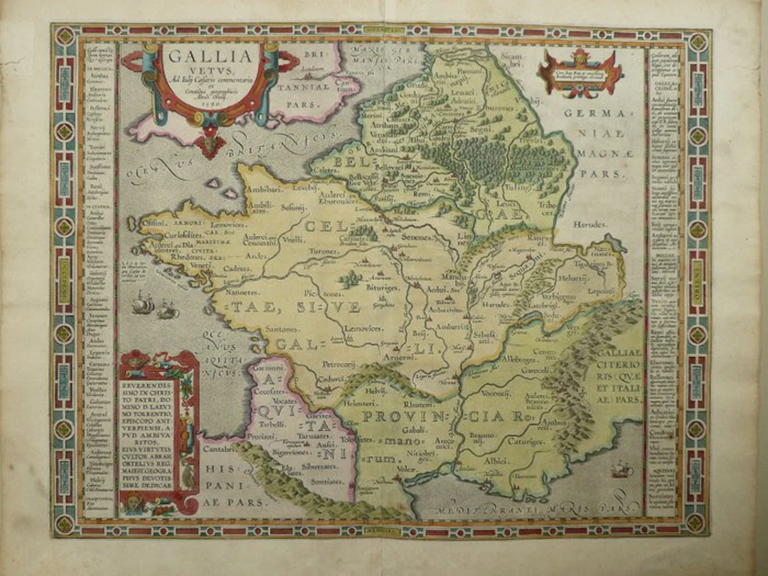 France - Belgium; Abraham Ortelius - Gallia vetus - 1581-1600