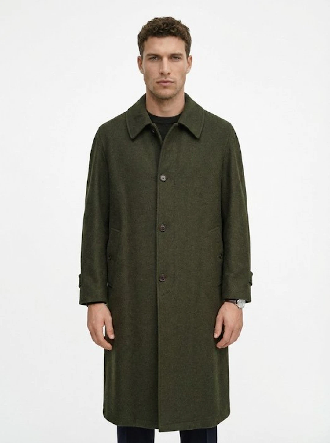 ETRO MILANO - 52 IT - Green Wool Overcoat Long Single...