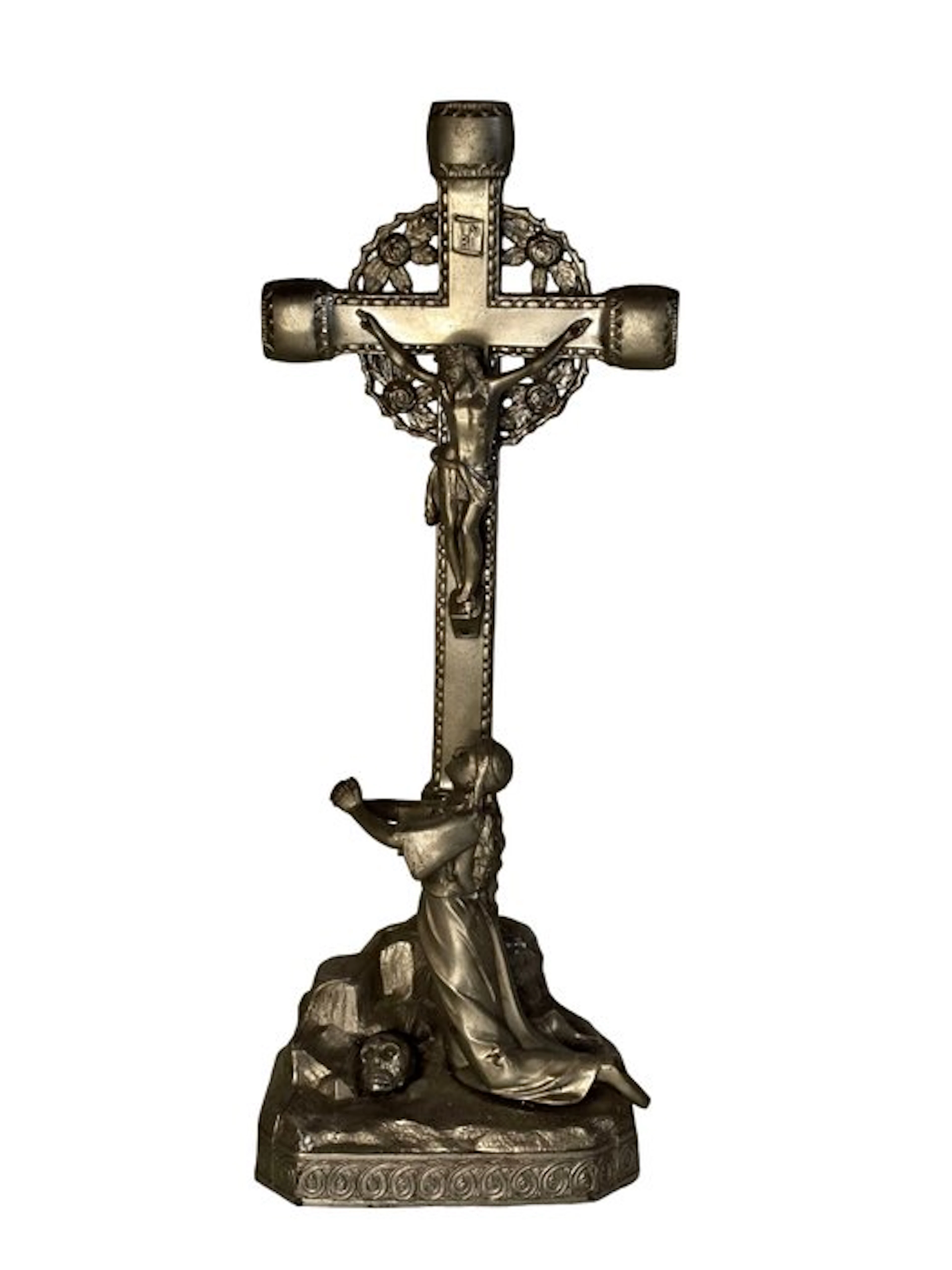 Art Nouveau Cross - Metal - 1920-1930 - Antique French crucifix - 40 cm