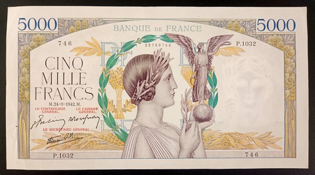 France. - 5000 Francs - 24/09/1942 - Pick 97b (No reserve price)