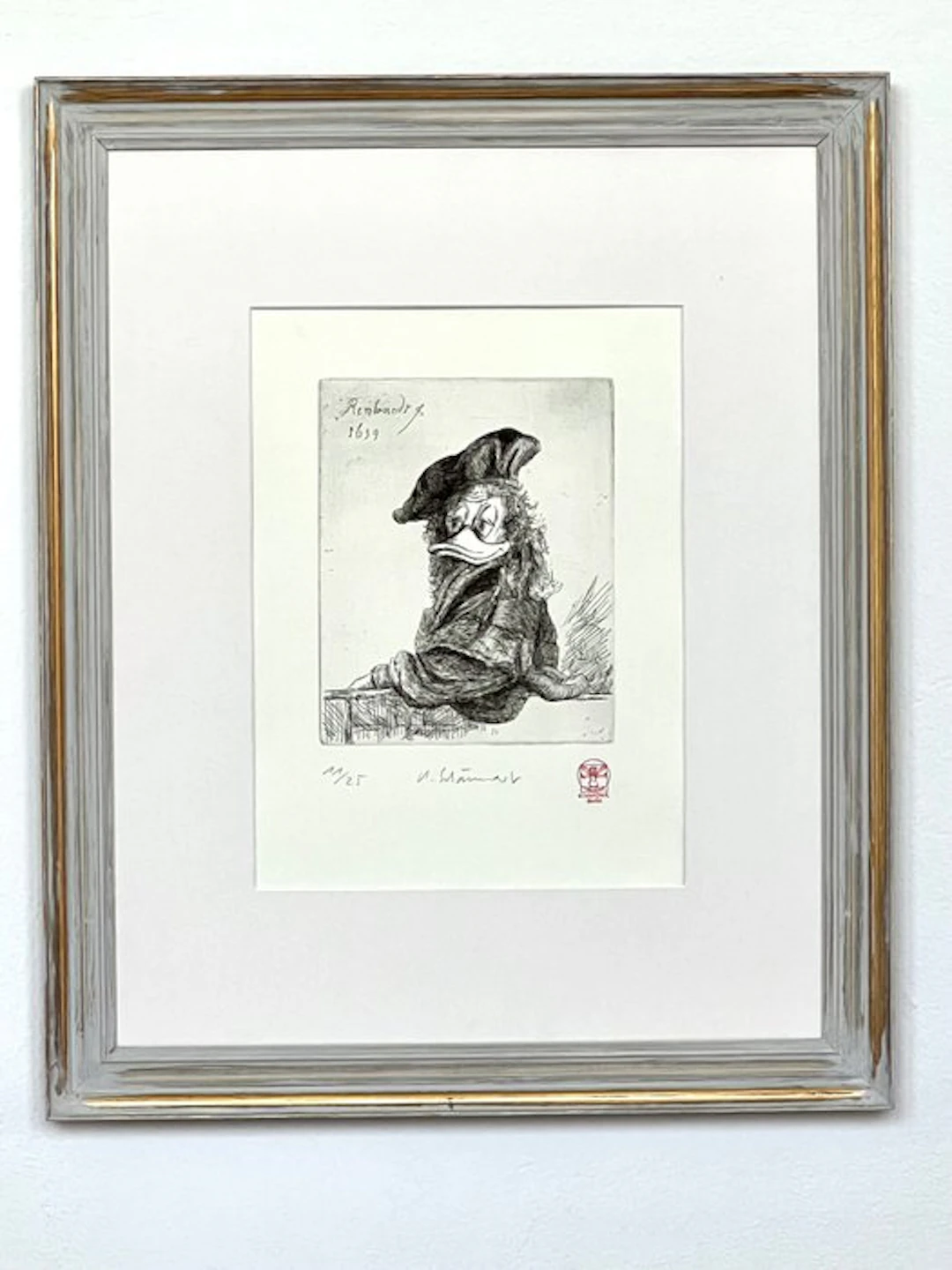 Prof. Volker Schönwart - 1 Lithograph - Donald Duck - Rembrandt