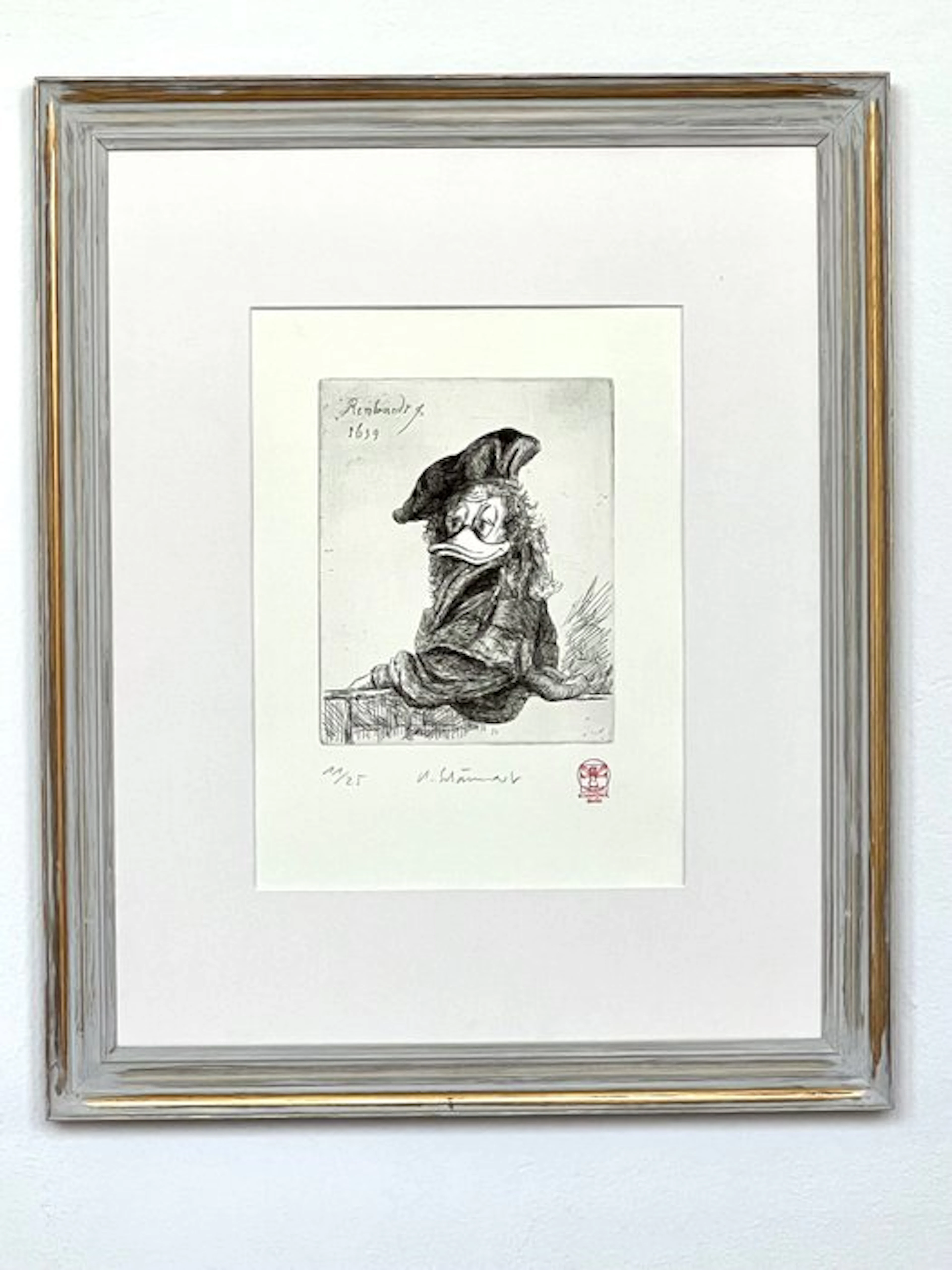 Prof. Volker Schönwart - 1 Lithograph - Donald Duck - Rembrandt