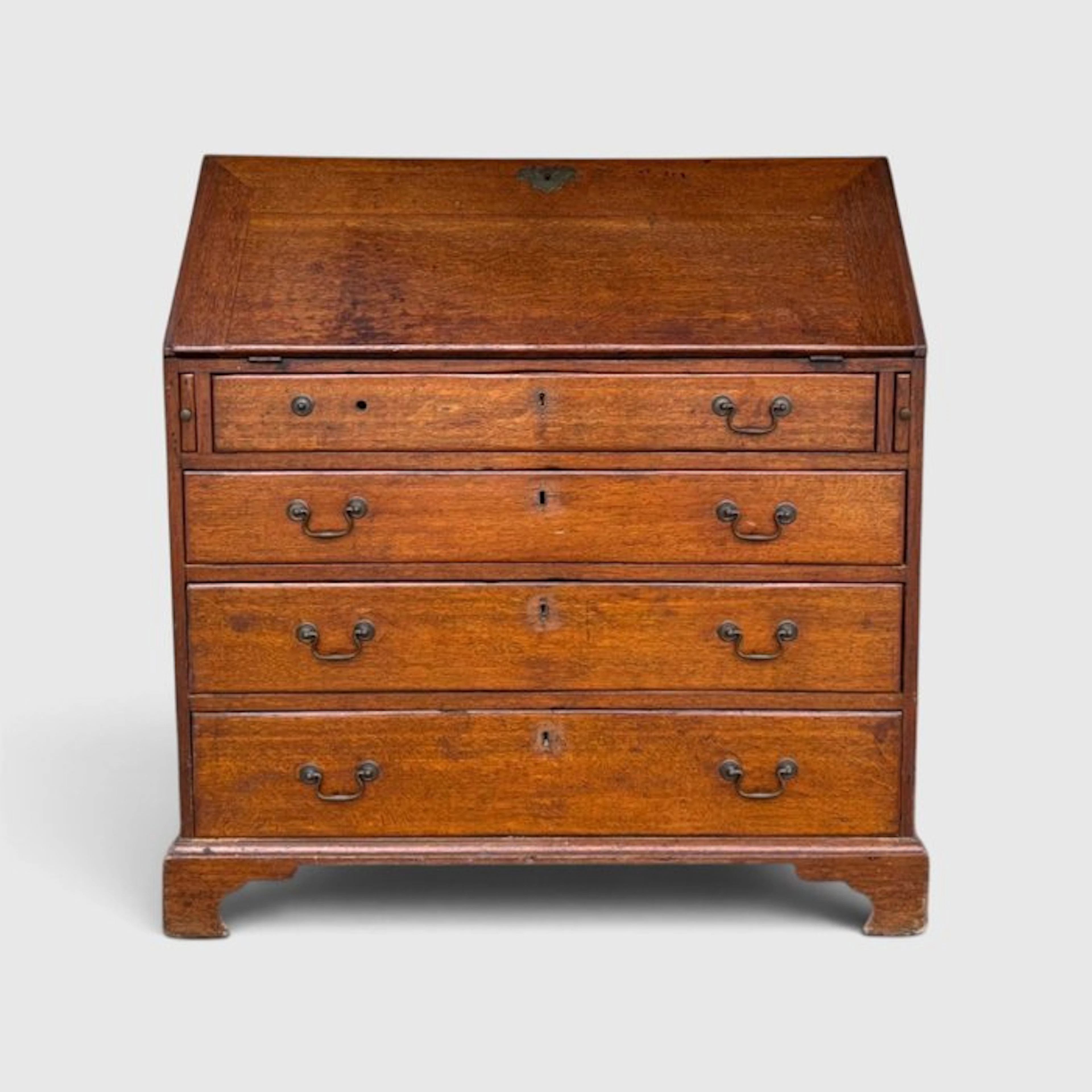Prachtige antieke eiken klep-secretaire, England, 18e eeuw - Cupboard - Oak