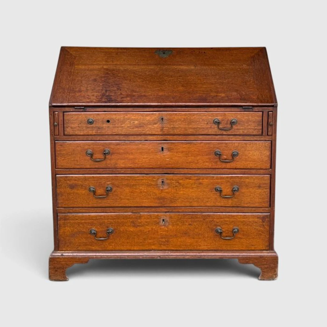 Prachtige antieke eiken klep-secretaire, England, 18e eeuw - Cupboard - Oak