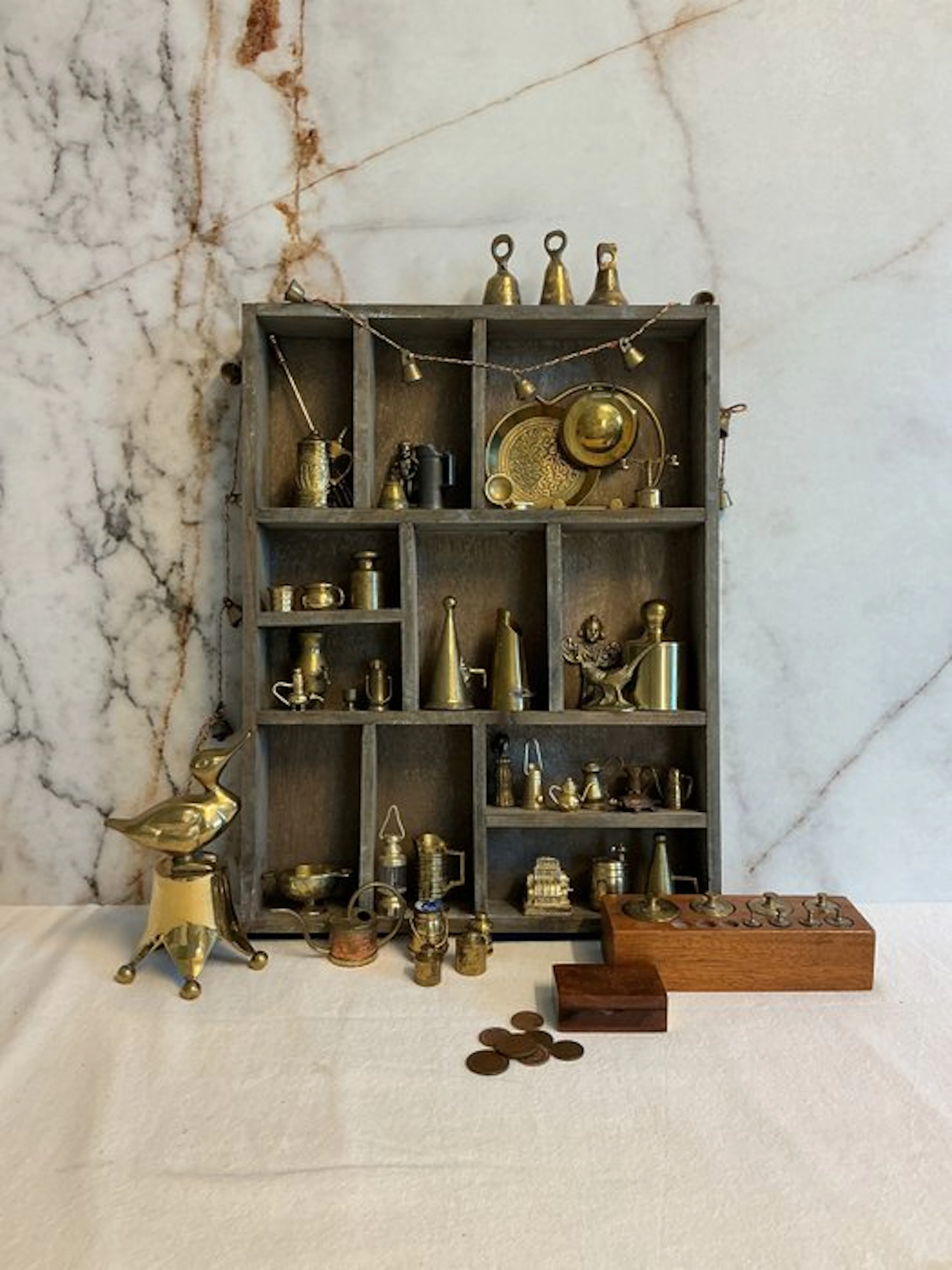Themed collection - Miniatuur van koper ,kannetje kolenkit ,vuilnisemmer