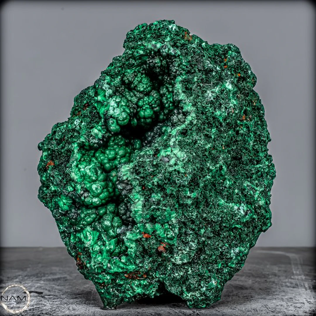 Rare Radiant Nature – Natural fibrous malachite druse from the Congo- 1271.45 g