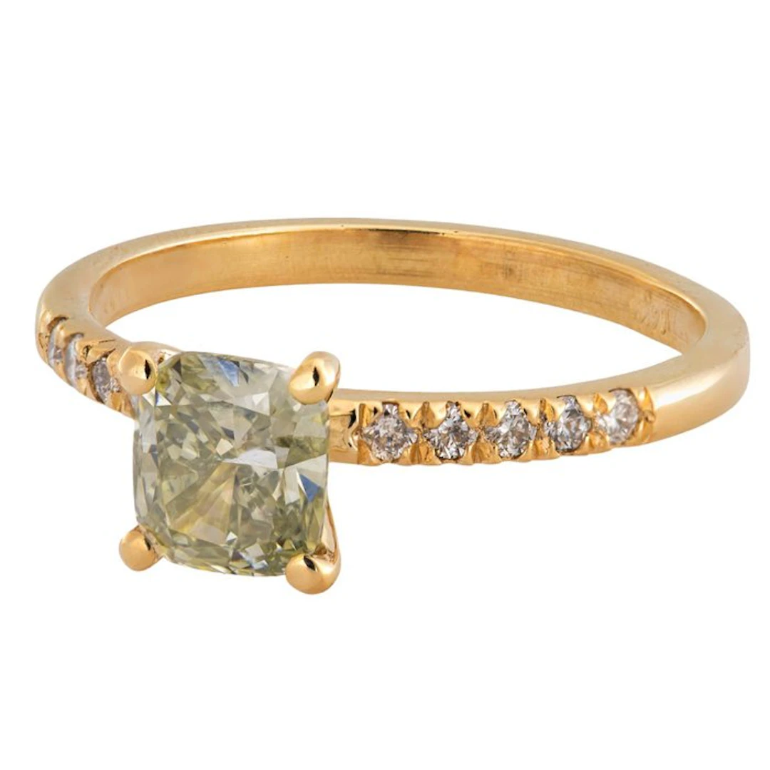 Ring - 14 kt. Yellow gold - 1.29ct. tw. Diamond (Natural) - Diamond