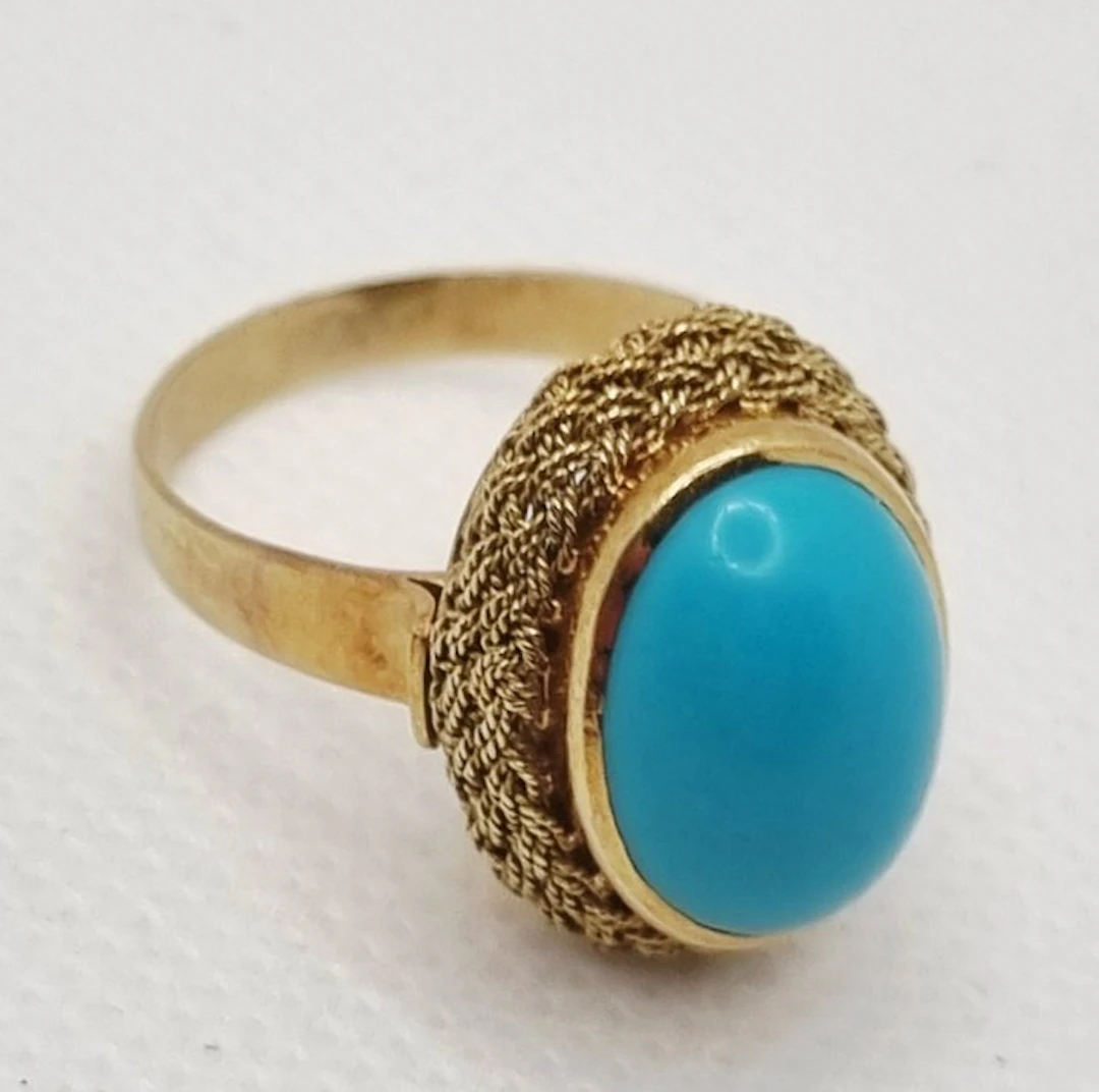 Ring - 18 kt. Yellow gold Turquoise