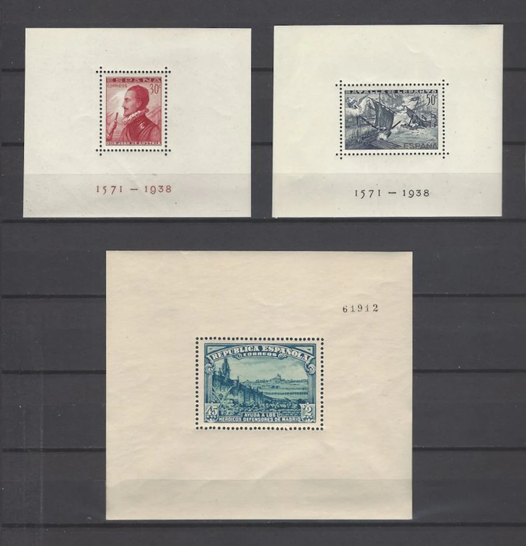 Spain 1938 - Hojitas Lepanto + Defense of Madrid - Edifil nº 862/63 + 758.