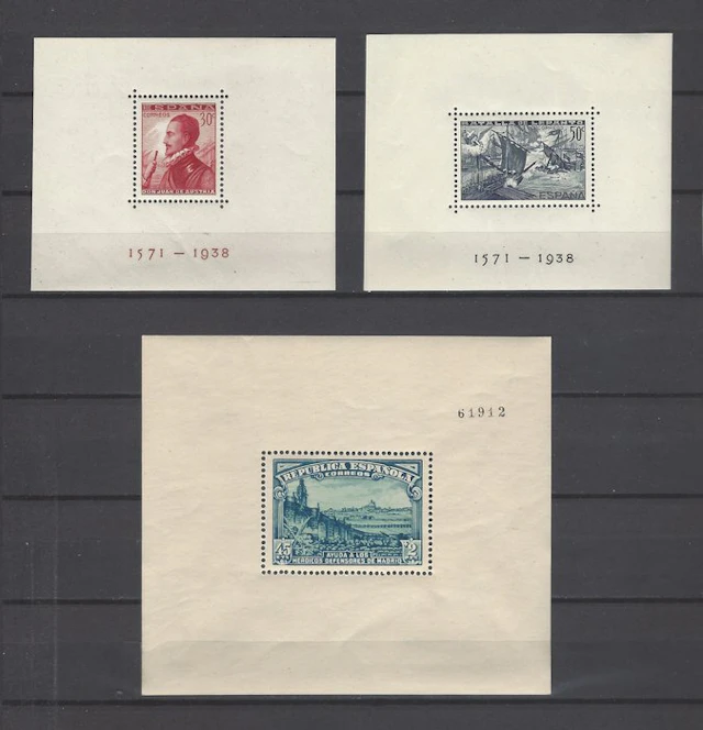 Spain 1938 - Hojitas Lepanto + Defense of Madrid - Edifil nº 862/63 + 758.