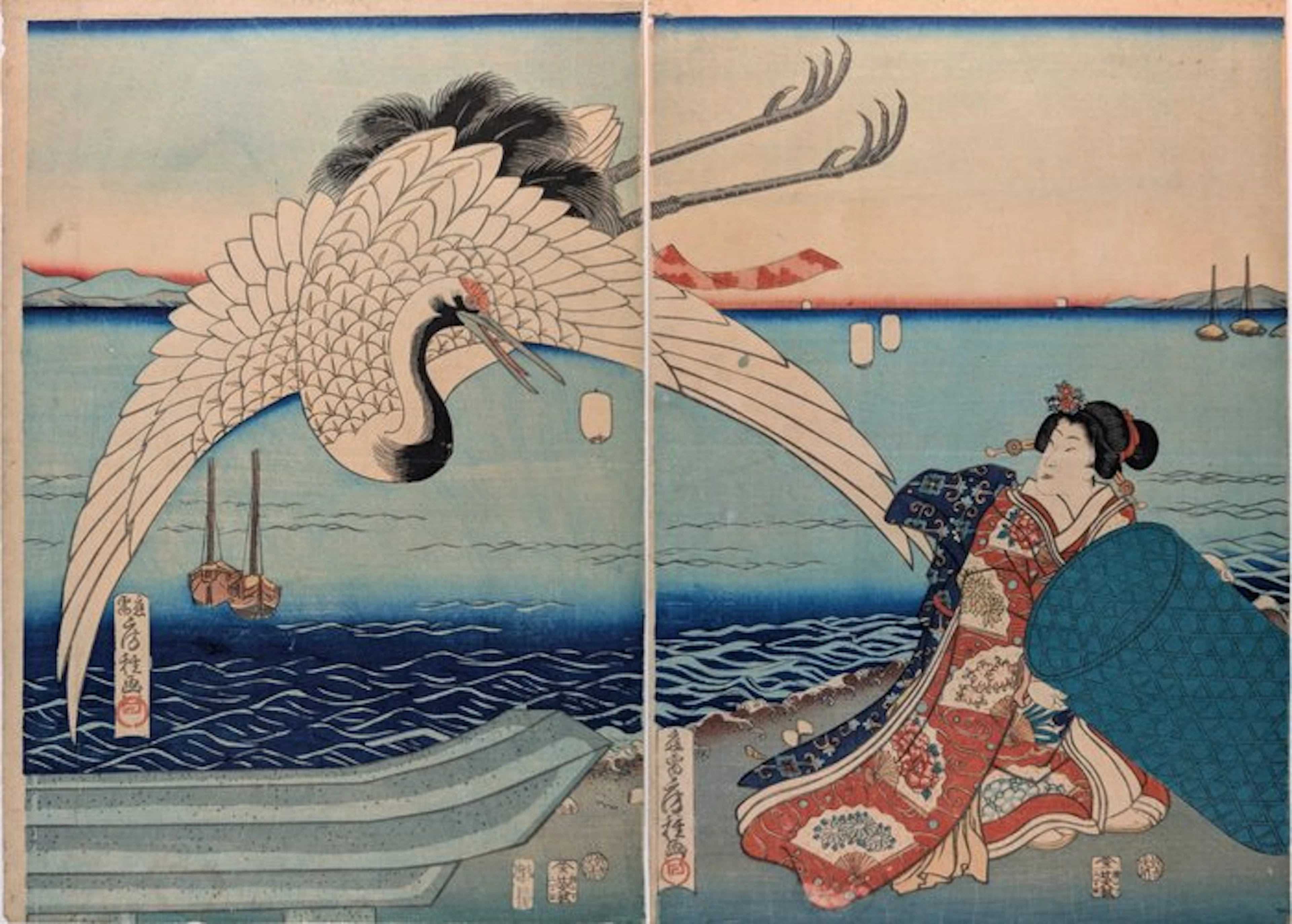 Fusatane – Genji and the Crane – "Bird" from Genji Kachō...