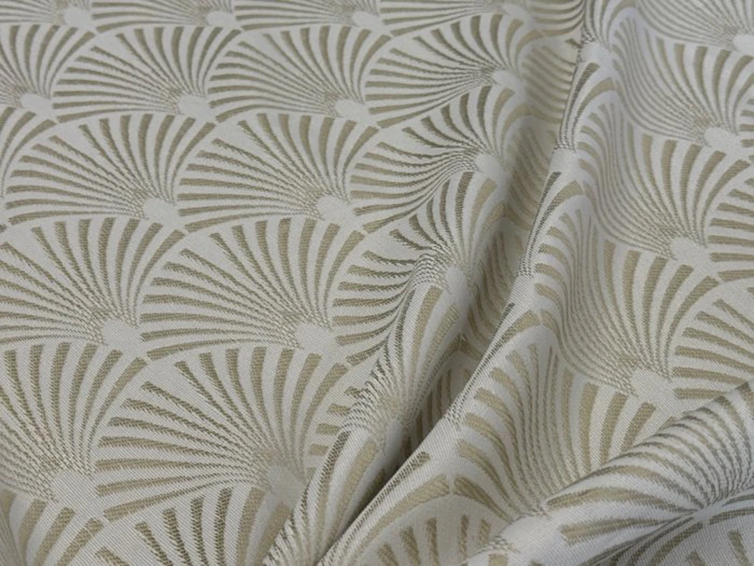Elegant Jacquard Fabric Art Deco Beige and Ivory –...