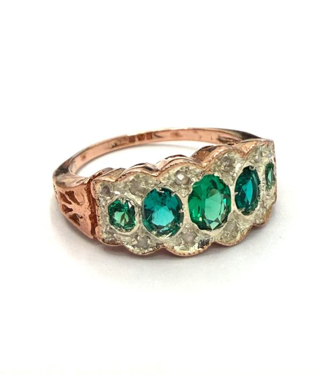 No reserve price - Ring - 9 kt. Rose gold, Silver Spinel - Diamond
