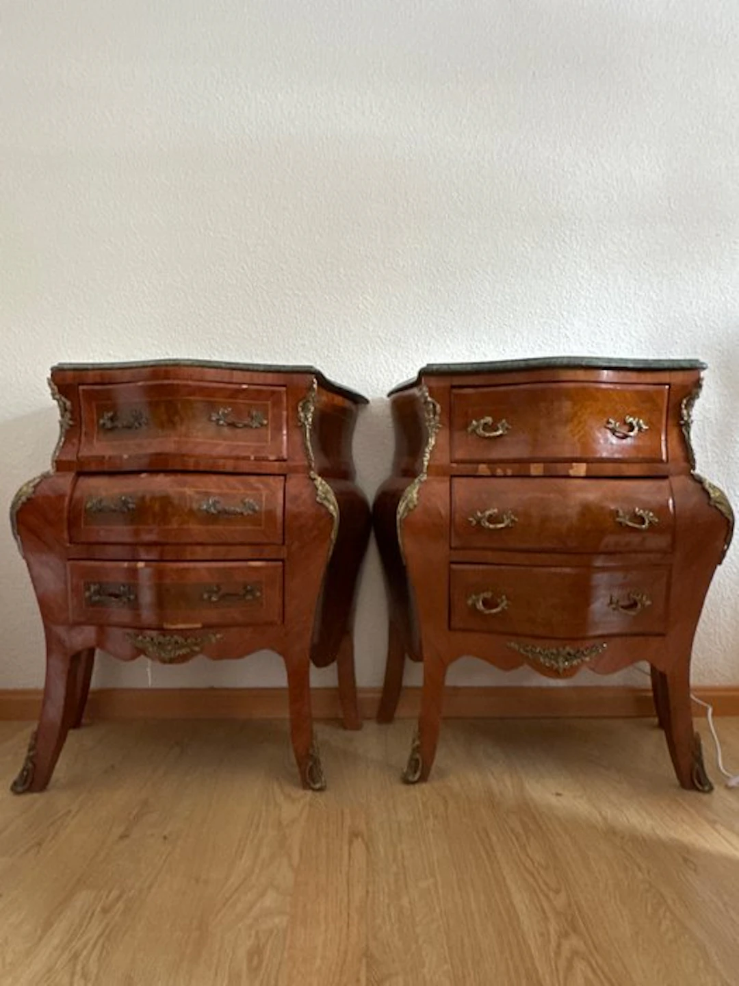 Nightstand (2) - Wood - 2 Louis XV-style end tables