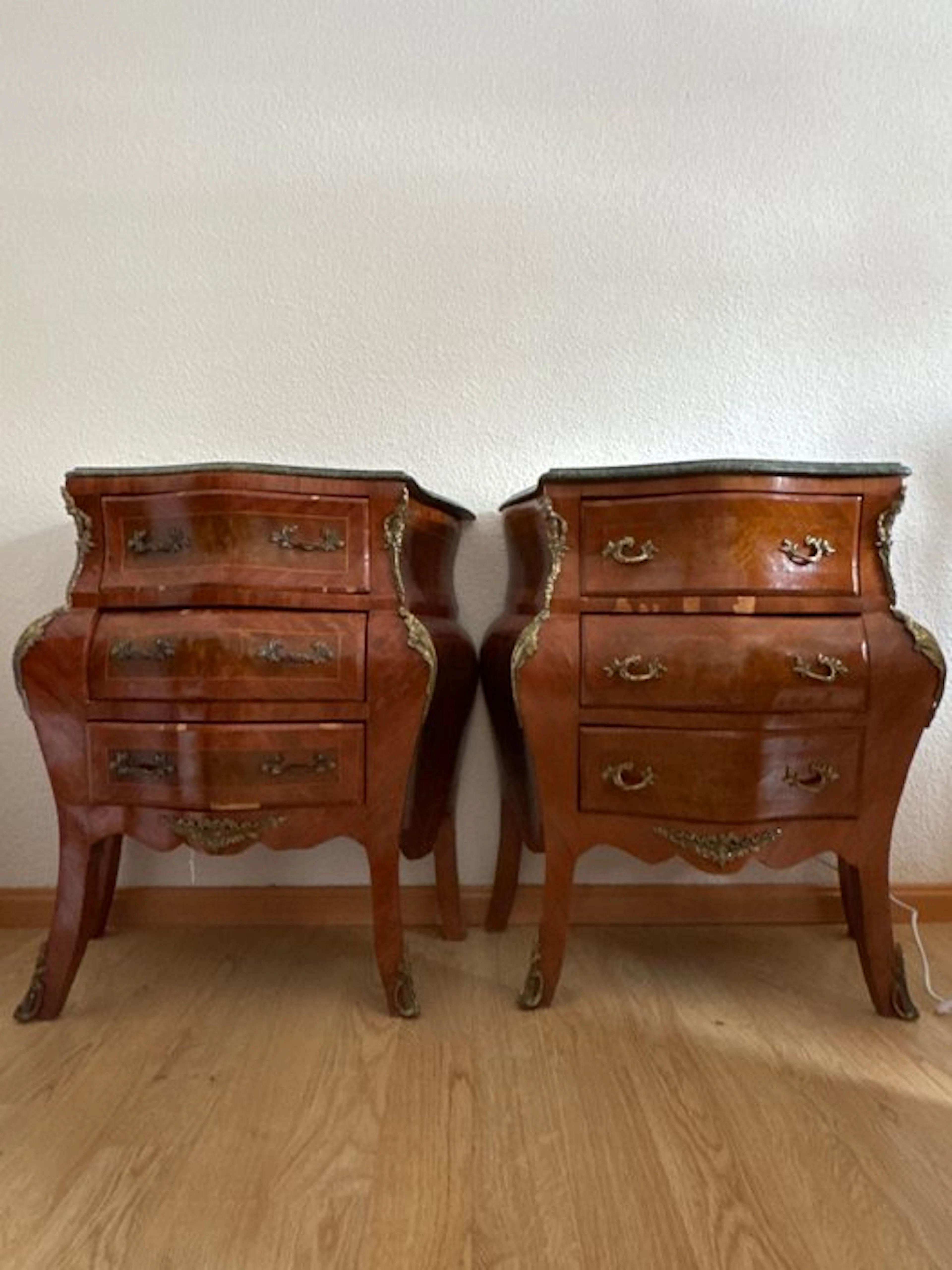 Nightstand (2) - Wood - 2 Louis XV-style end tables
