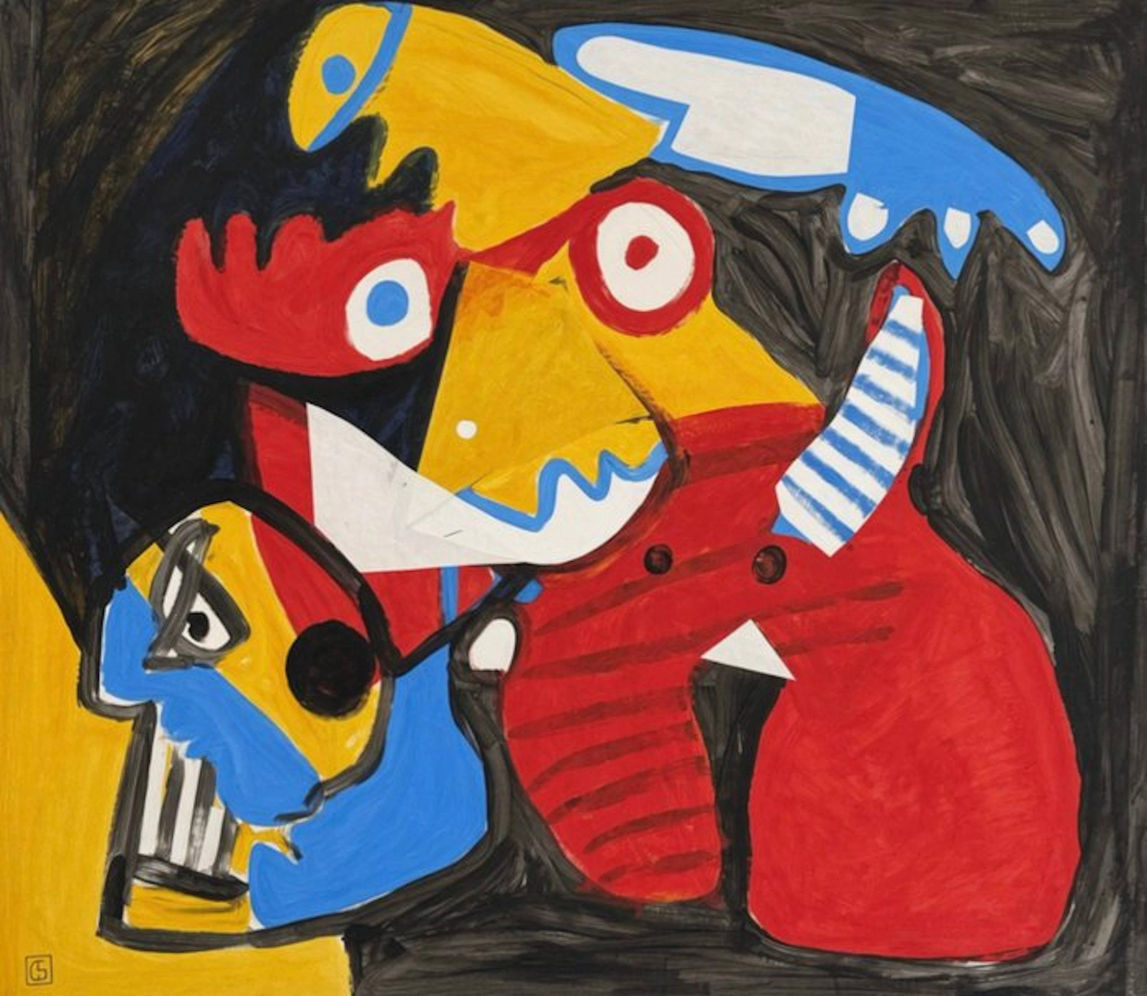 Gundi Falk (1966) - Personnages masqués et oiseau bleu –...