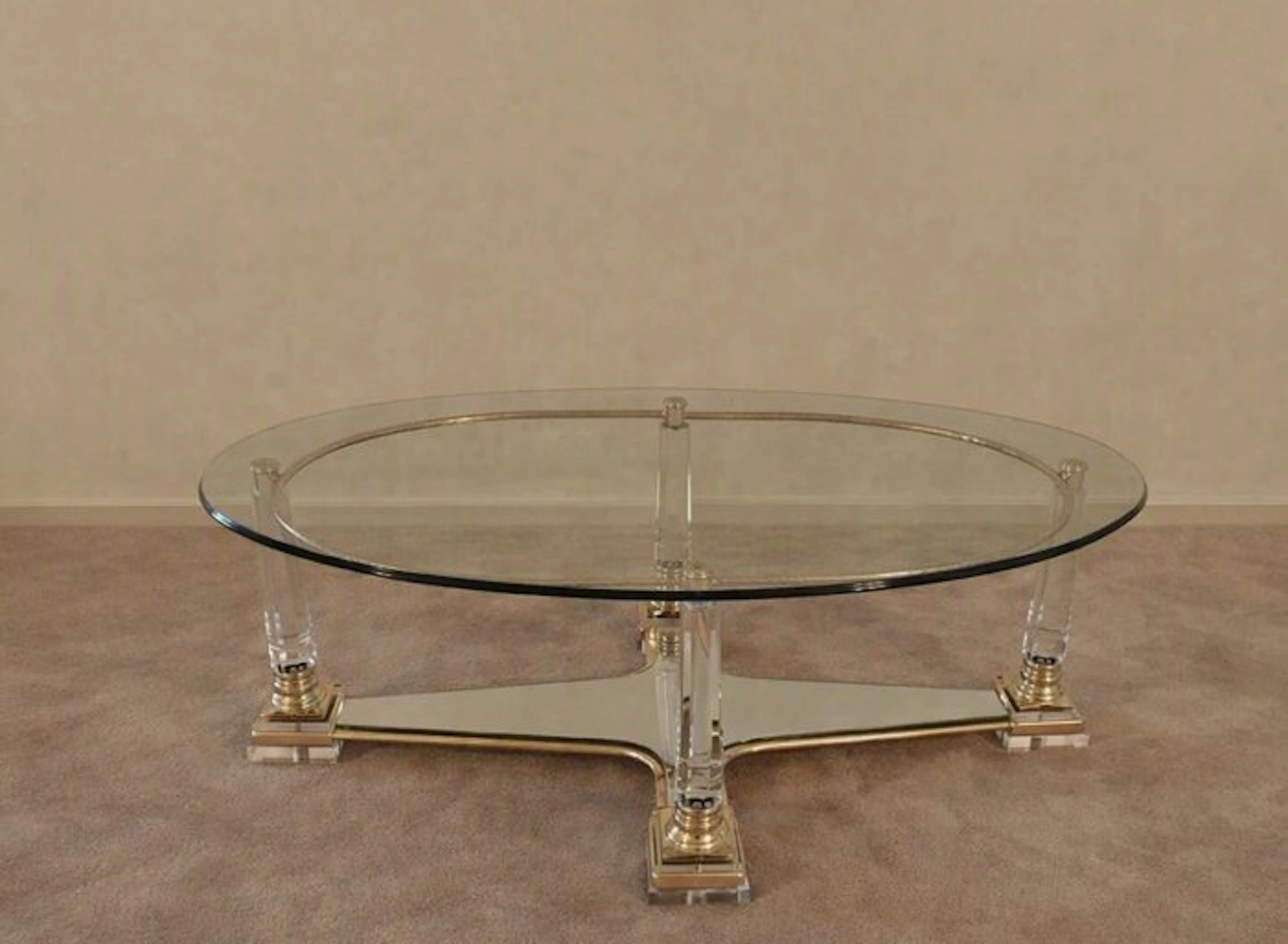 Grote Hollywood Regency Salontafel met Lucite/Acryl...