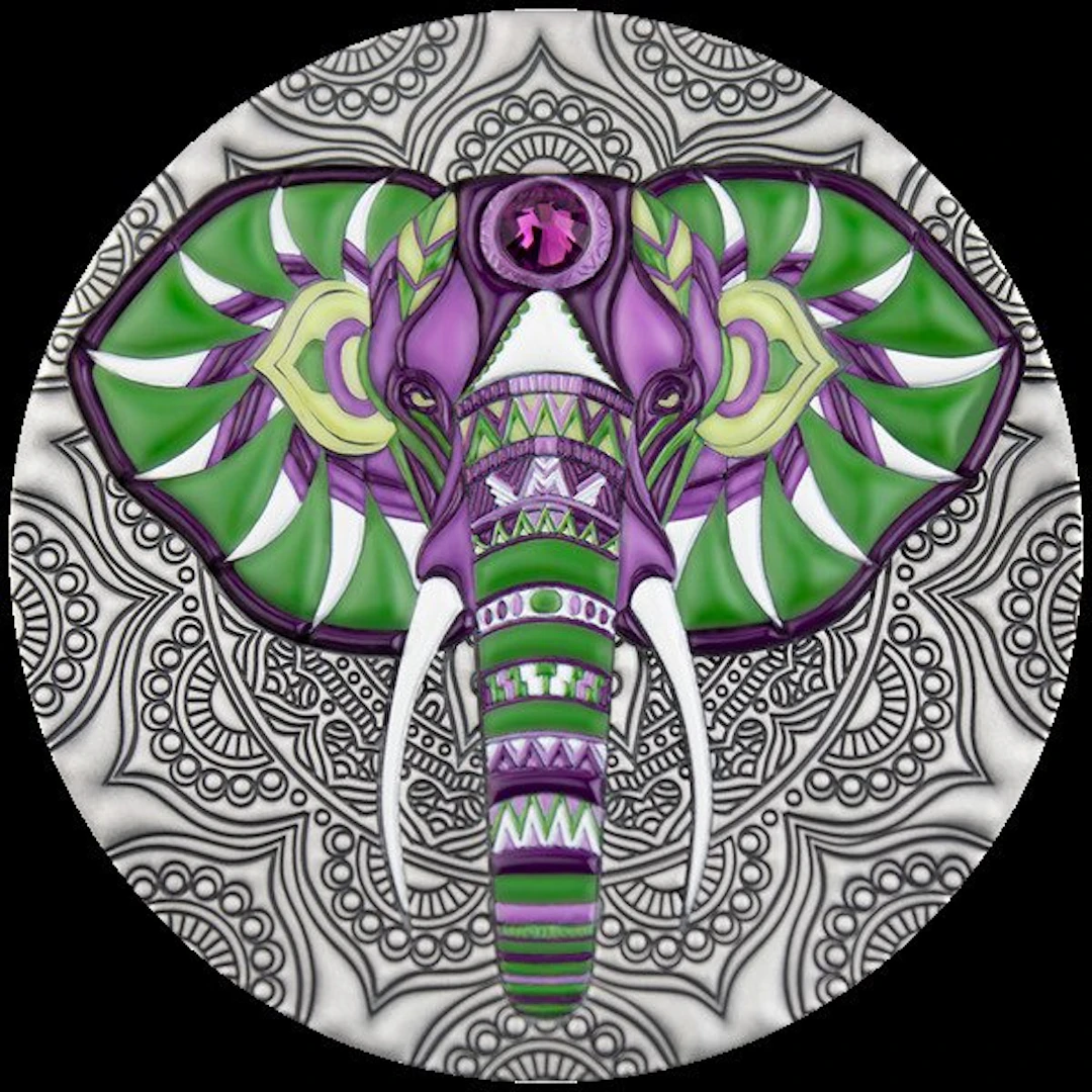 Niue. 5 Dollars 2019 Elephant, 2 Oz (.999)
