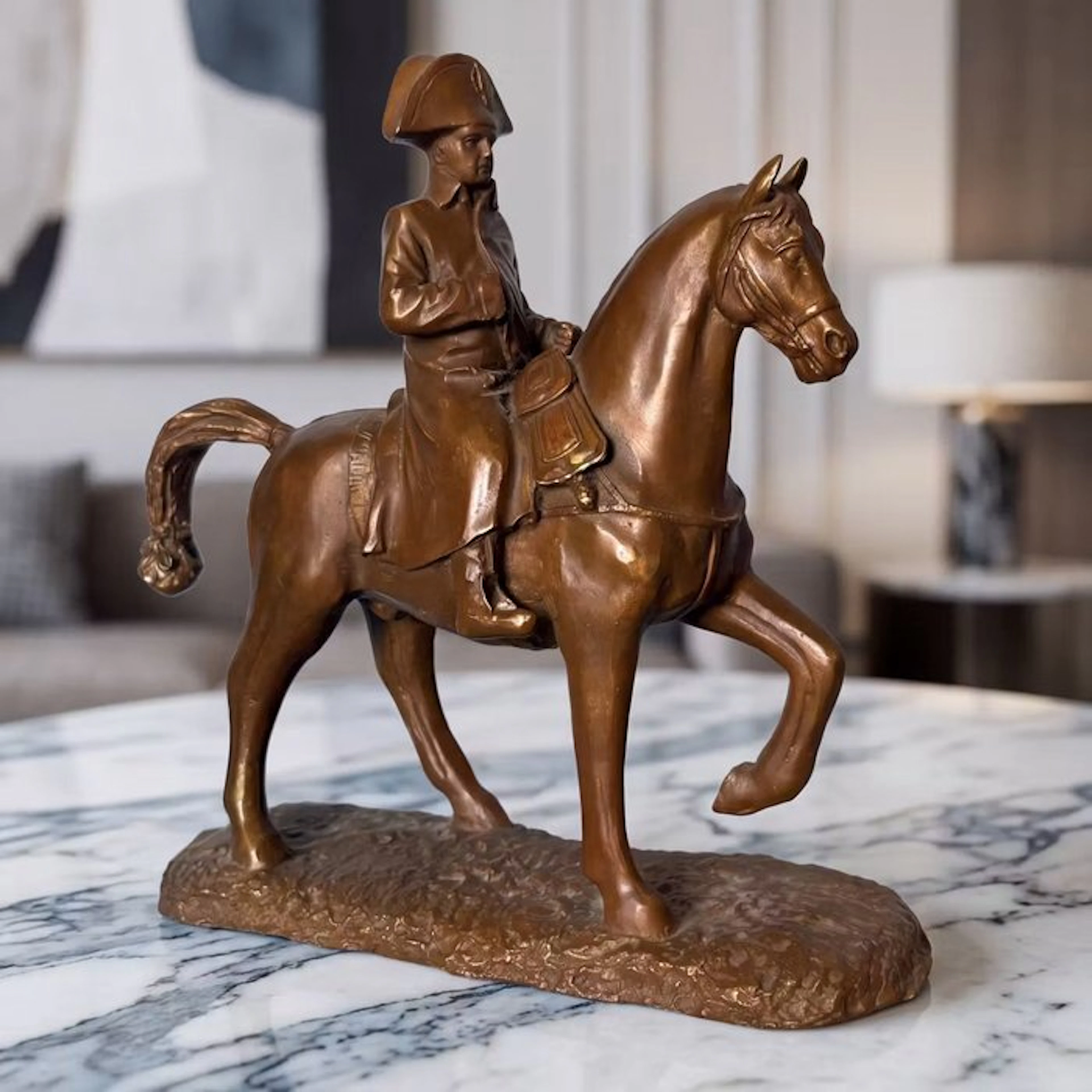 Statue, Exclusief sculptuur van Napoleon op paard - 22.5 cm - Bronze