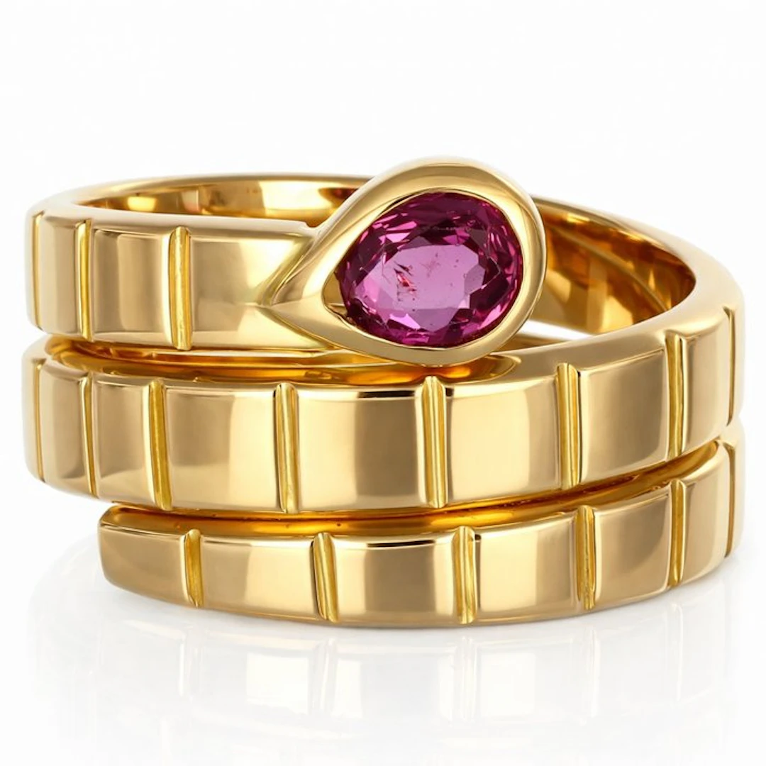 Ring - 18 kt. Yellow gold - 0.60ct. tw. Ruby - Made In Italy - Handmade