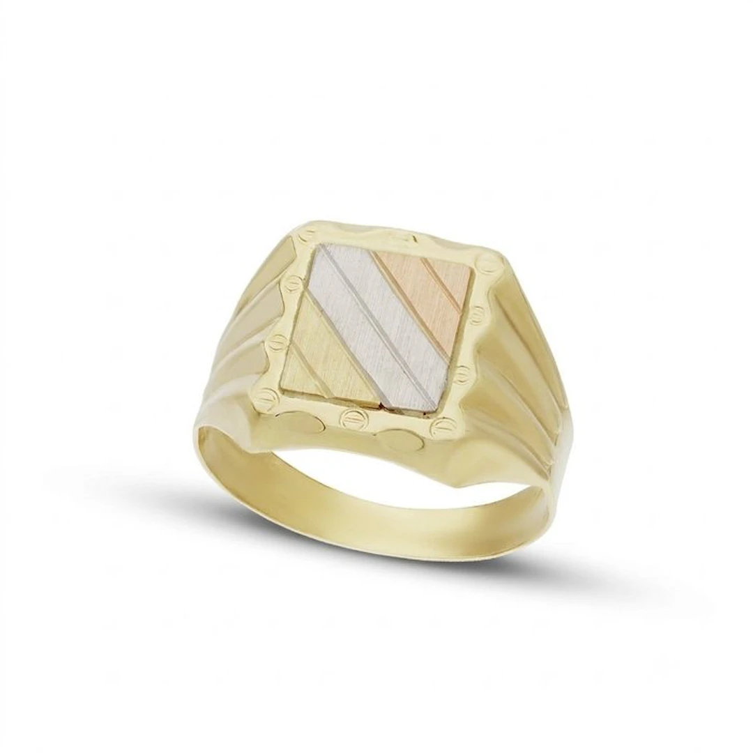 Ring - 18 kt. Yellow gold, White gold, Rose gold - Rectangular Shield 5.3 g