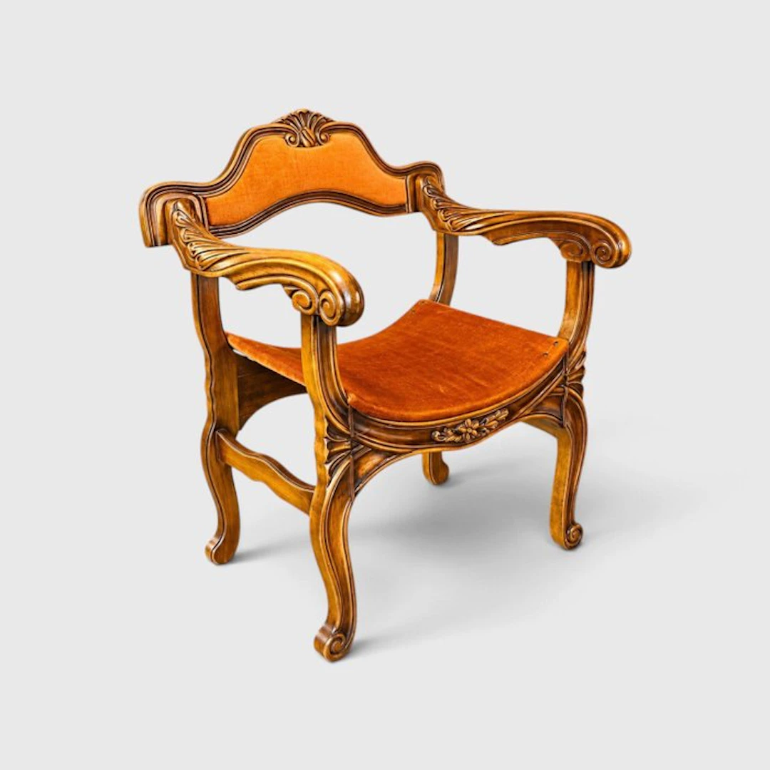 Armchair - Wood, Velvet, classic Italian style mid-age