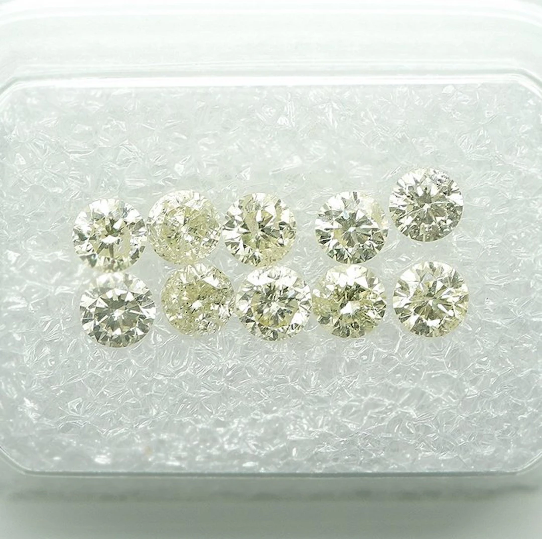 10 pcs Diamond (Natural coloured) - 1.03 ct - Round - Fancy light Yellow - I1