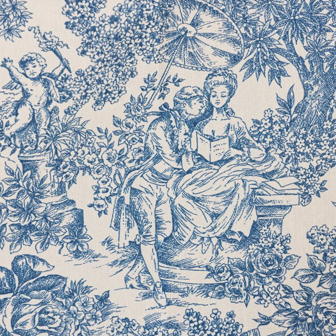 BA065 - Toile de Jouy blue fabric – 2.8 x 2.5 m...